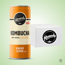 Load image into Gallery viewer, Remedy Kombucha Ginger Lemon Flavour - 250ml x 24 cans Carton