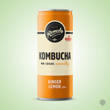 Load image into Gallery viewer, Remedy Kombucha Ginger Lemon Flavour - 250ml x 24 cans Carton
