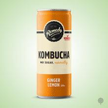 Load image into Gallery viewer, Remedy Kombucha Ginger Lemon Flavour - 250ml x 24 cans Carton