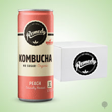 Load image into Gallery viewer, Remedy Kombucha Peach Flavour - 250ml x 24 cans Carton
