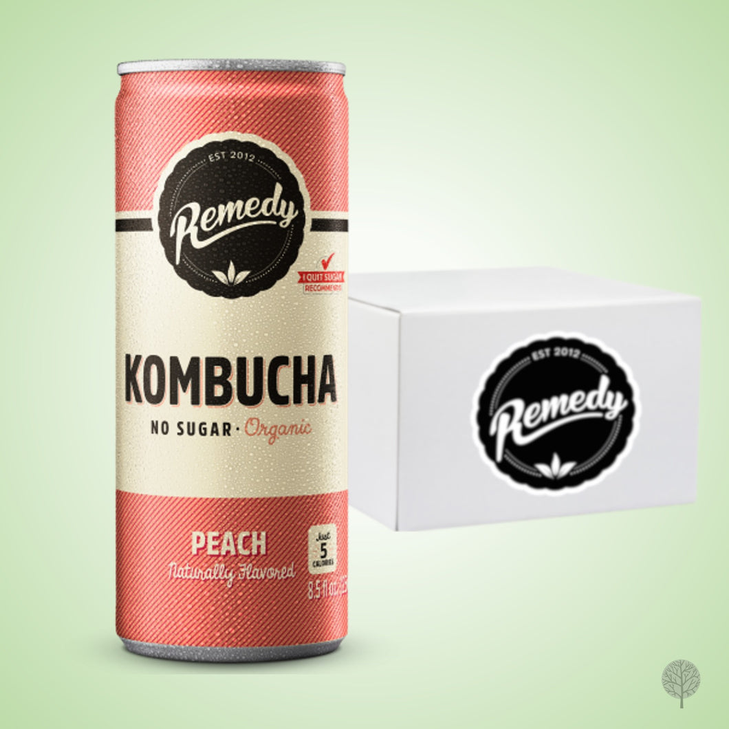 Remedy Kombucha Peach Flavour - 250ml x 24 cans Carton