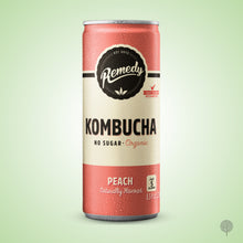 Load image into Gallery viewer, Remedy Kombucha Peach Flavour - 250ml x 24 cans Carton