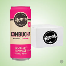 Load image into Gallery viewer, Remedy Kombucha Raspberry Lemonade - 250ml x 24 cans Carton