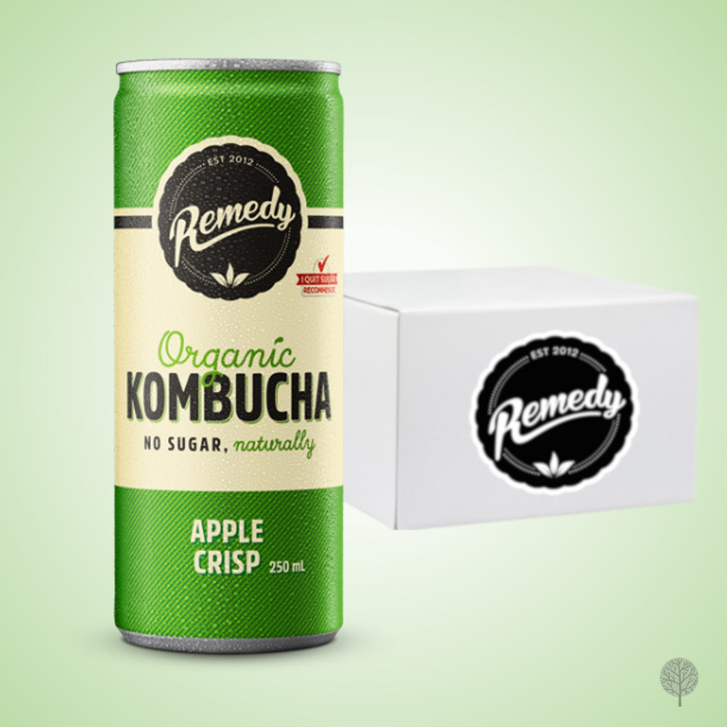 Remedy Kombucha Apple Crisp Flavour - 250ml x 24 cans Carton